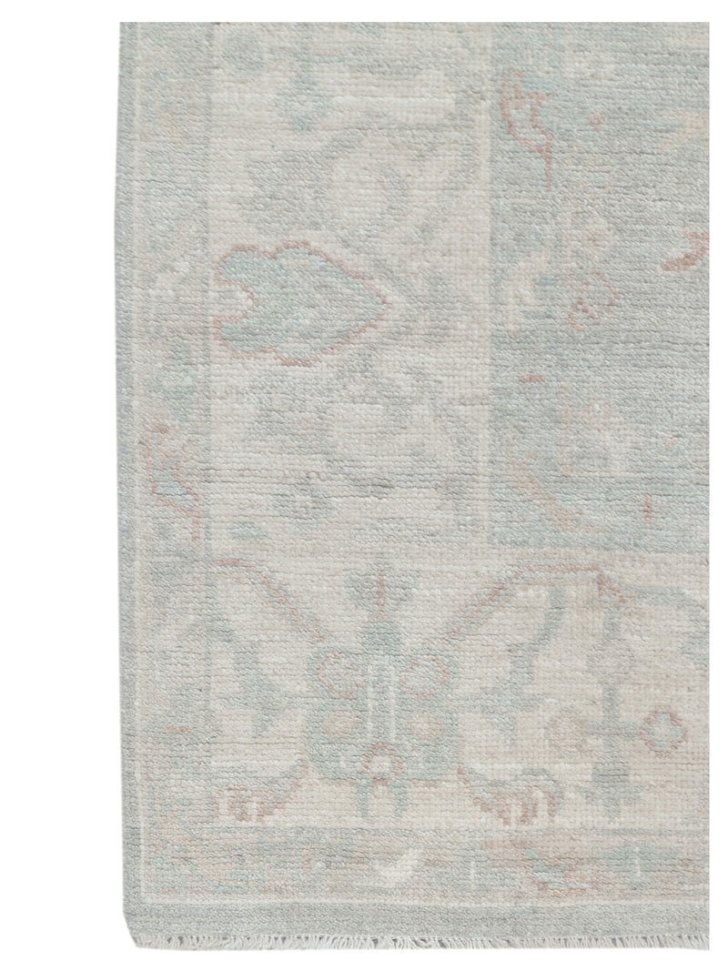 Pacific Ushak Wool Weft 43391 Grey Ivory Transitional Hand Knotted Rug