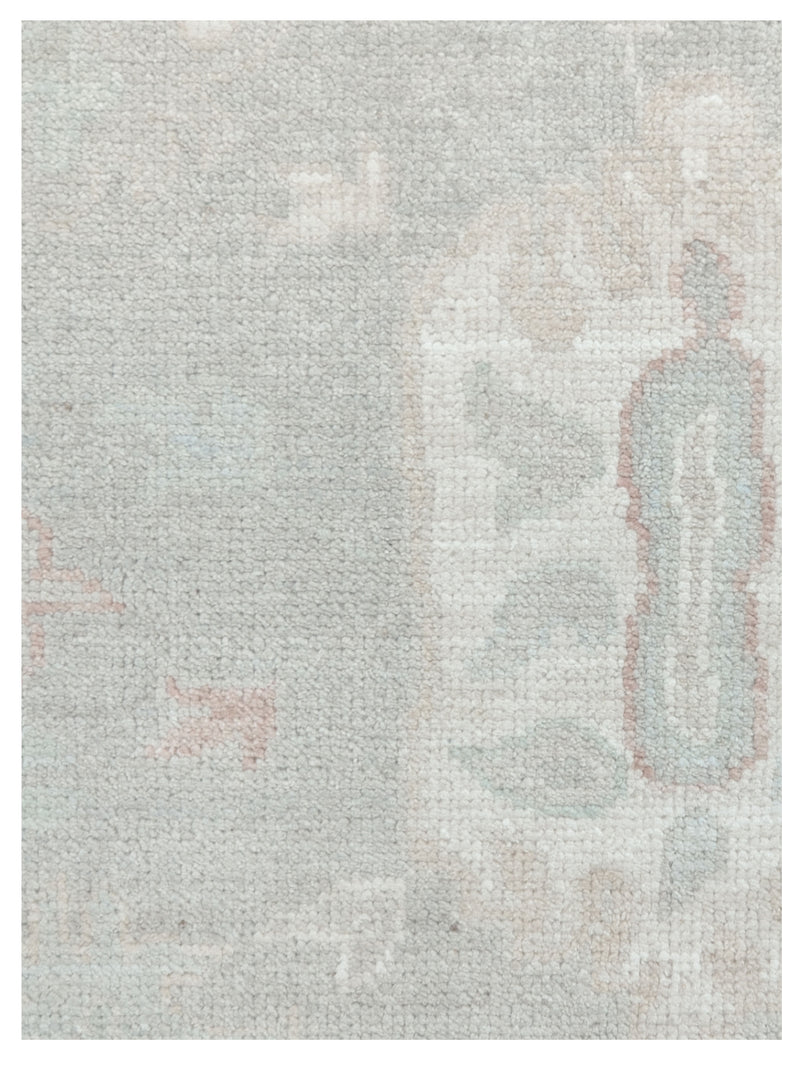 Pacific Ushak Wool Weft 43391 Grey Ivory Transitional Hand Knotted Rug