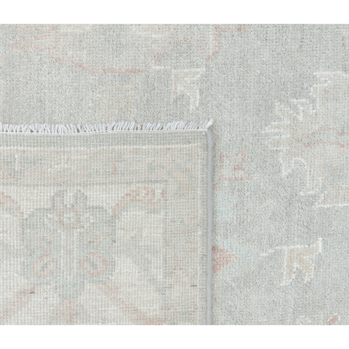 Pacific Ushak Wool Weft 43391 Grey Ivory Transitional Hand Knotted Rug