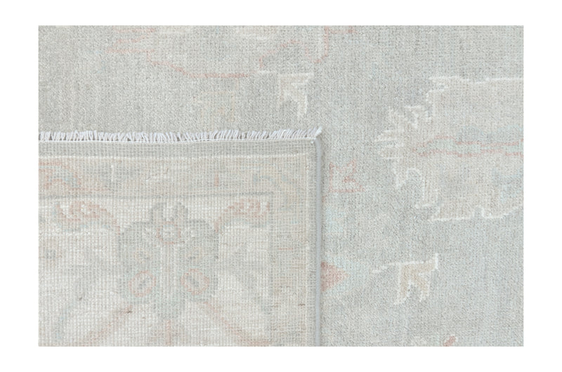 Pacific Ushak Wool Weft 43391 Grey Ivory Transitional Hand Knotted Rug