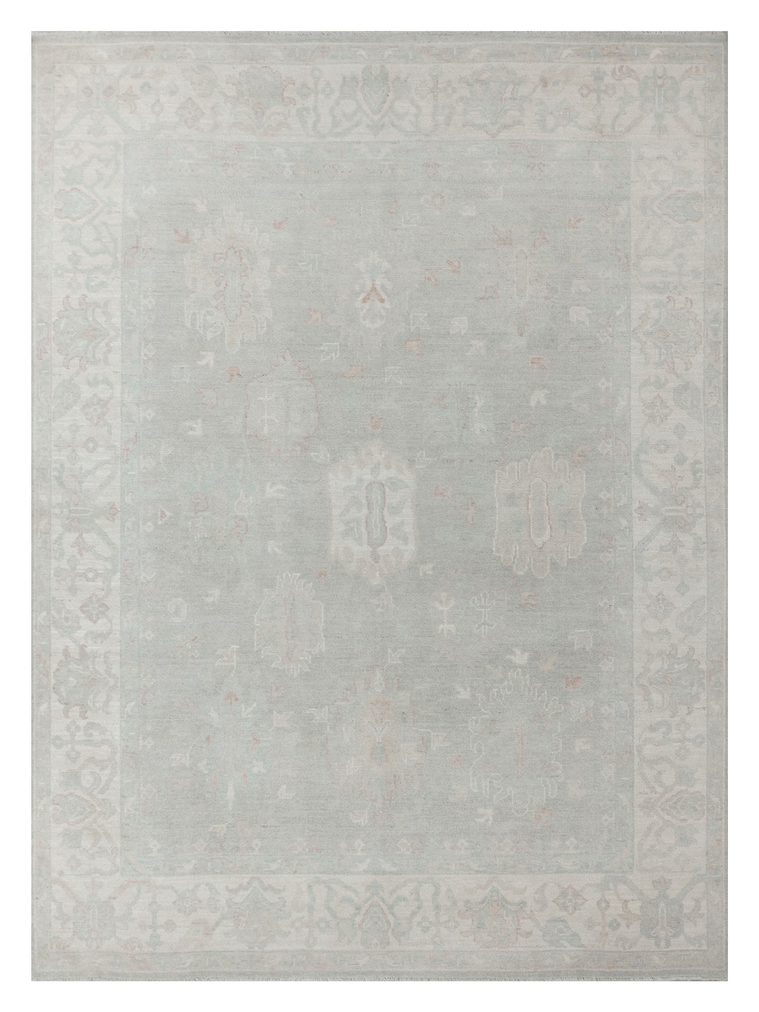 Pacific Ushak Wool Weft  Grey Ivory Transitional