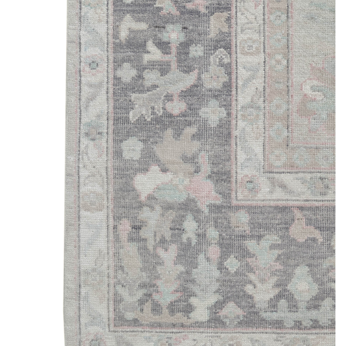 Pacific Ushak Wool Weft 43396 Beige Grey Transitional Hand Knotted Rug