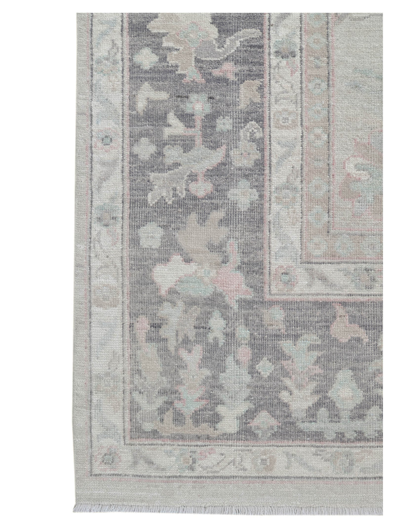 Pacific Ushak Wool Weft 43396 Beige Grey Transitional Hand Knotted Rug