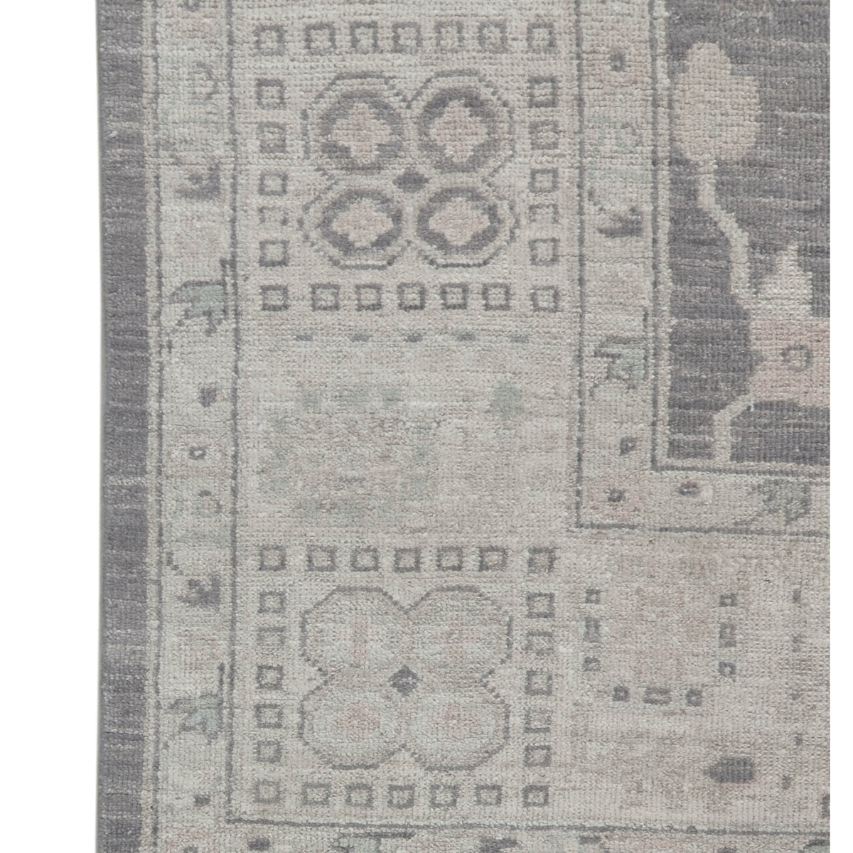 Pacific Ushak Wool Weft 43397 Grey Beige Transitional Hand Knotted Rug