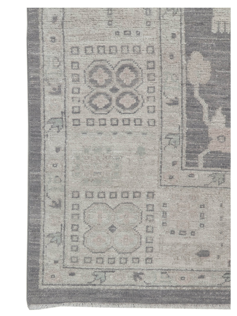 Pacific Ushak Wool Weft 43397 Grey Beige Transitional Hand Knotted Rug