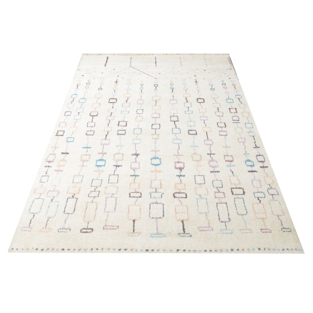 Pacific Moroccan 43398 Ivory Multi Transitional Hand Knotted Rug