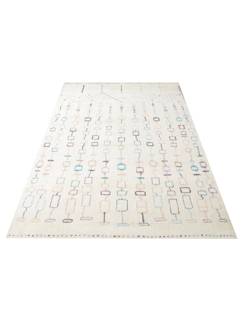 Pacific Moroccan 43398 Ivory Multi Transitional Hand Knotted Rug