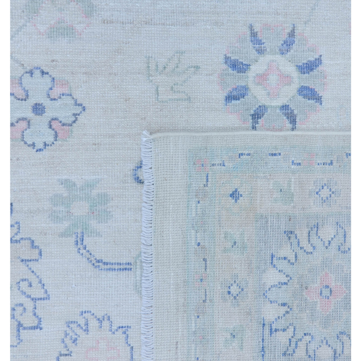 Pacific Ushak Wool Weft 43399 Ivory Lt.Grey Transitional Hand Knotted Rug