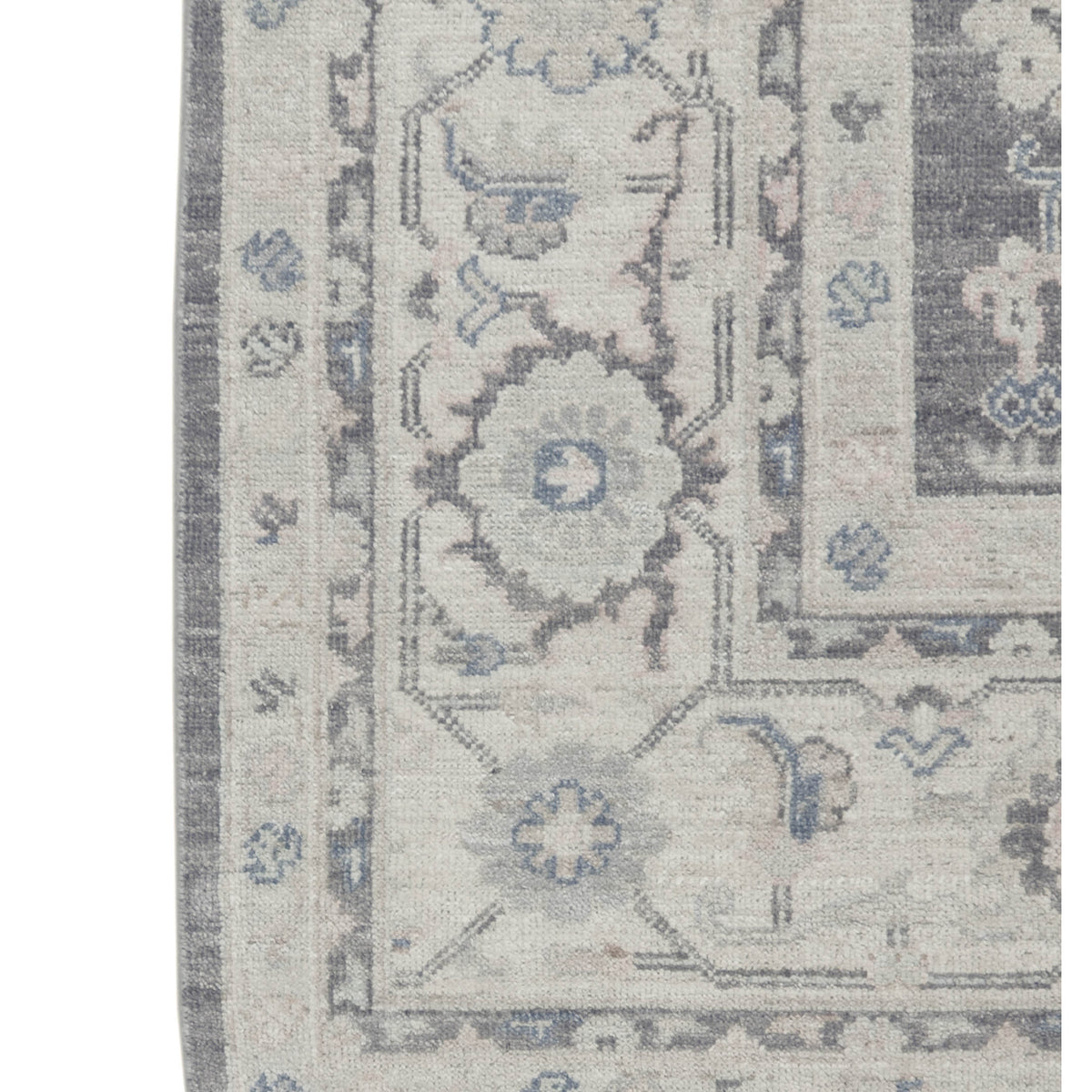 Pacific Ushak Wool Weft 43401 Grey Ivory Transitional Hand Knotted Rug