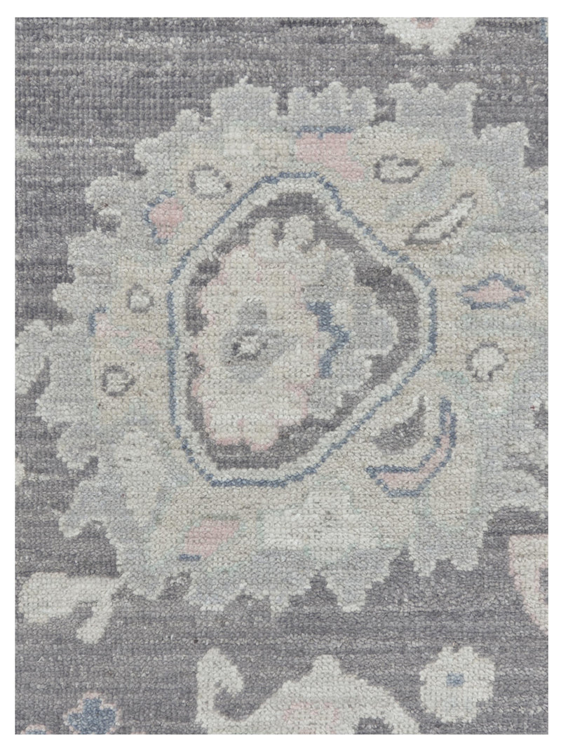 Pacific Ushak Wool Weft 43401 Grey Ivory Transitional Hand Knotted Rug