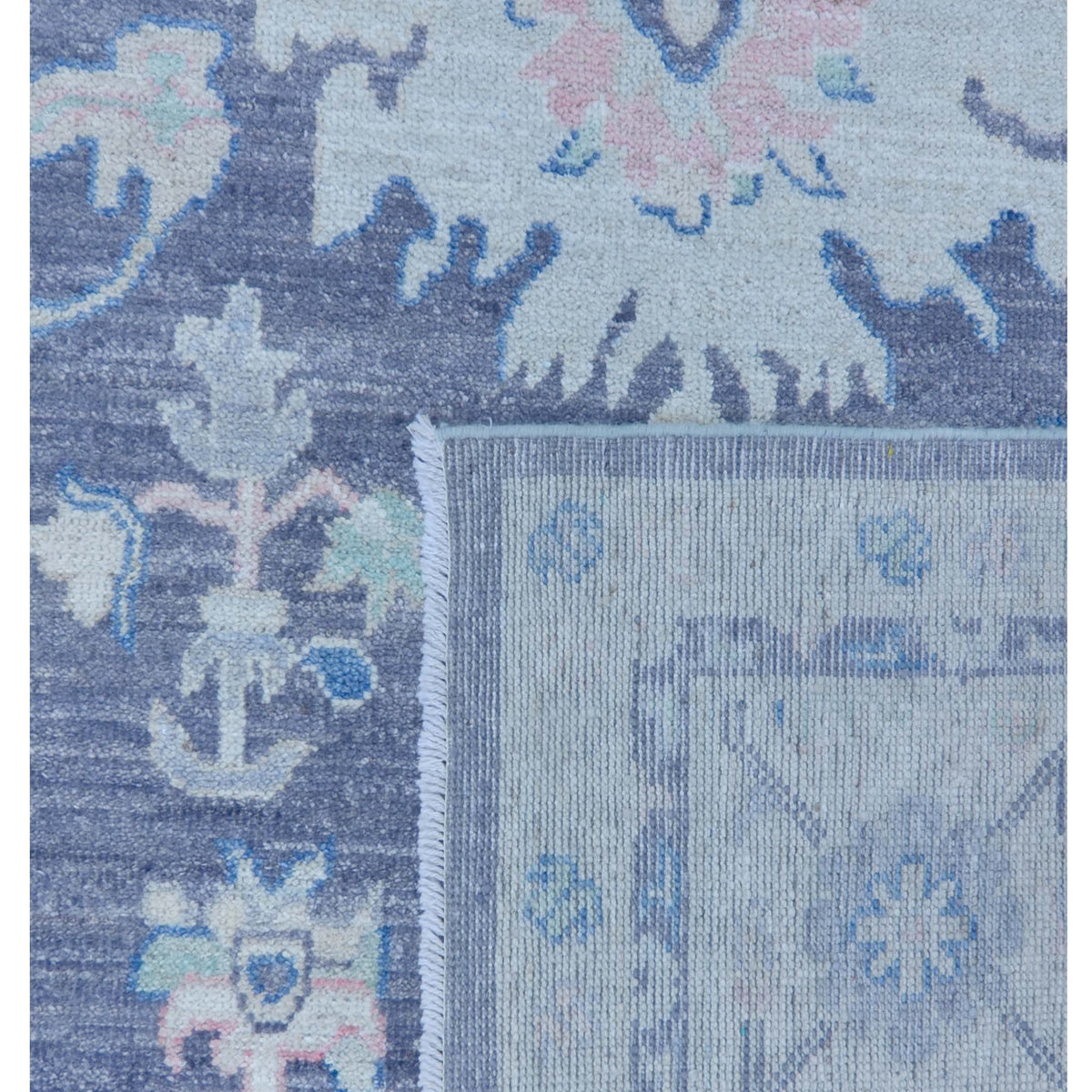 Pacific Ushak Wool Weft 43401 Grey Ivory Transitional Hand Knotted Rug