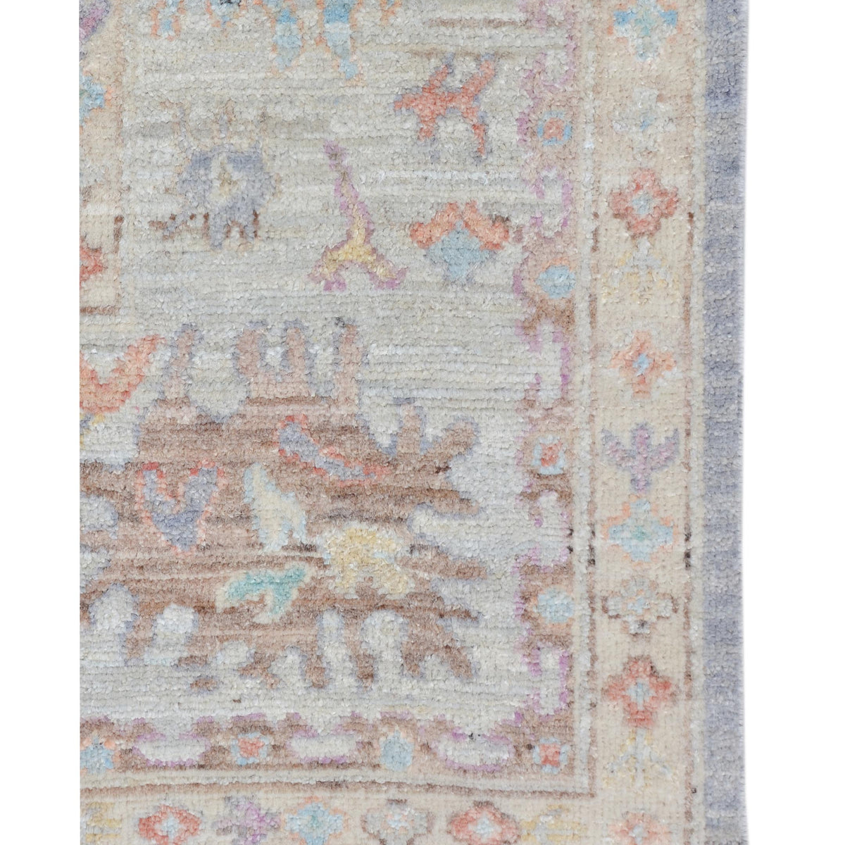 Pacific Ushak Wool Weft 43402 Grey Ivory Transitional Hand Knotted Rug