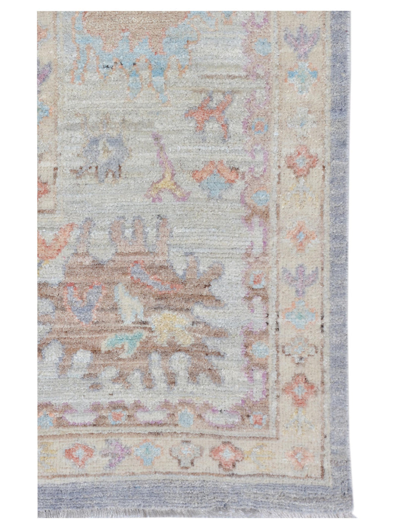 Pacific Ushak Wool Weft 43402 Grey Ivory Transitional Hand Knotted Rug