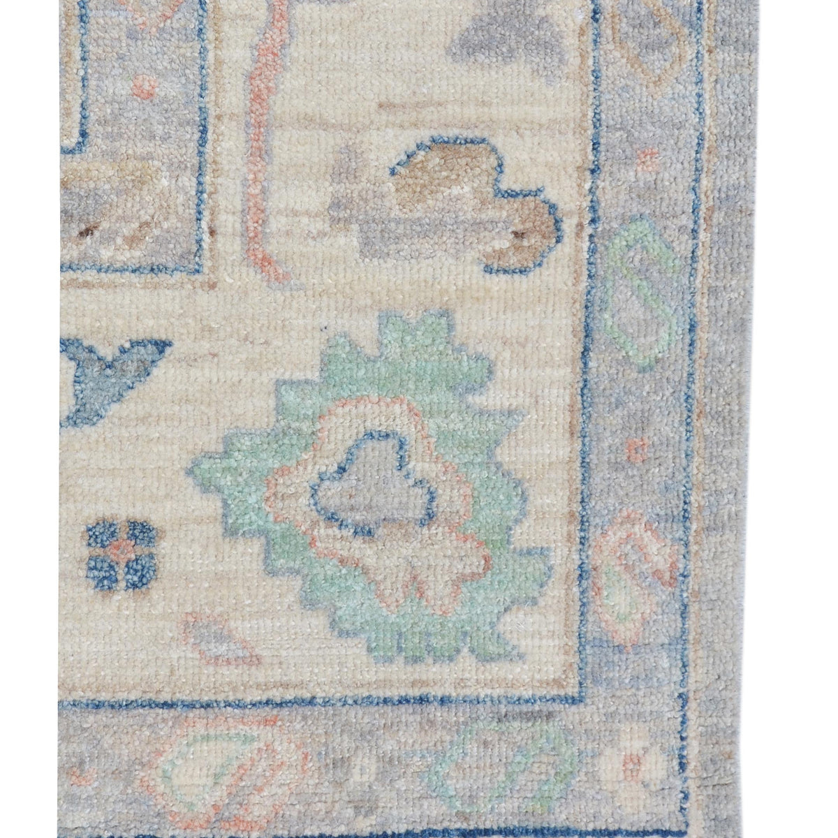 Pacific Ushak Wool Weft 43404 Grey Ivory Transitional Hand Knotted Rug
