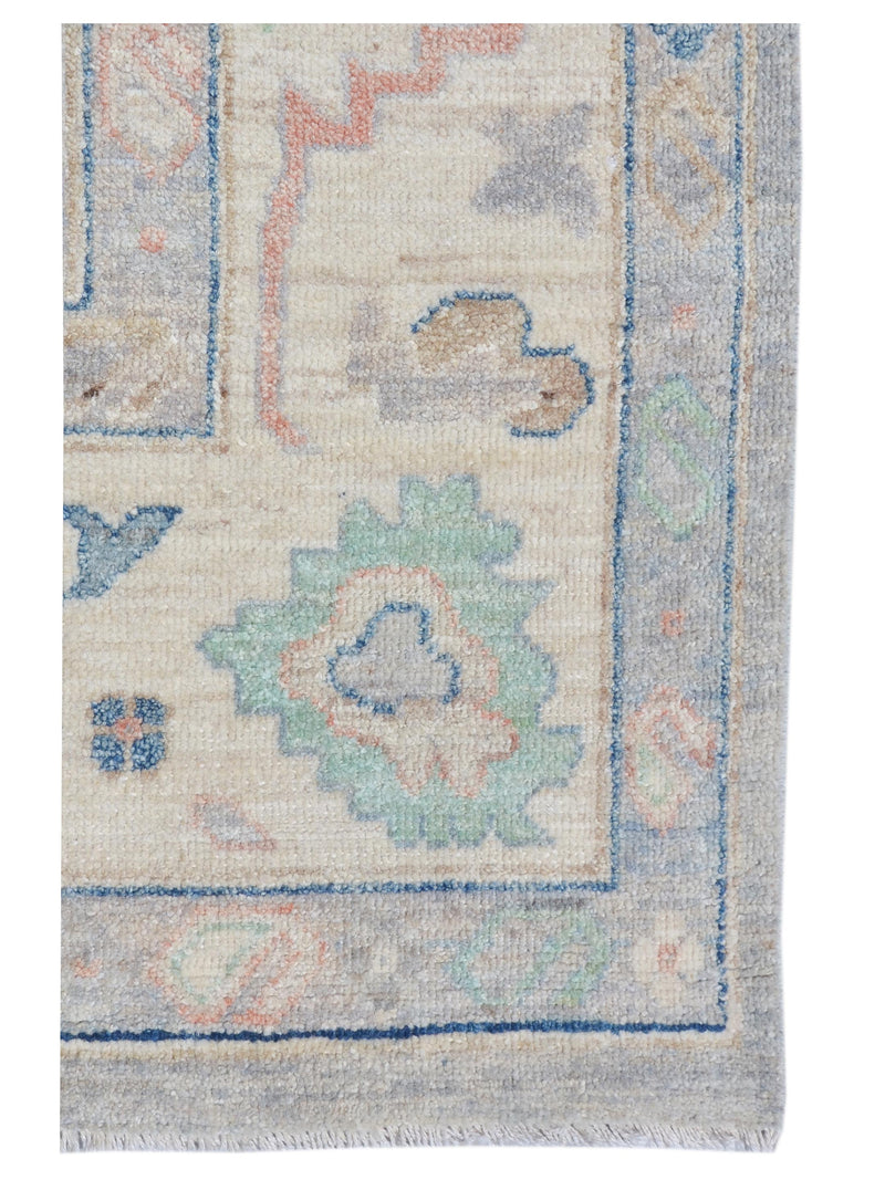 Pacific Ushak Wool Weft 43404 Grey Ivory Transitional Hand Knotted Rug