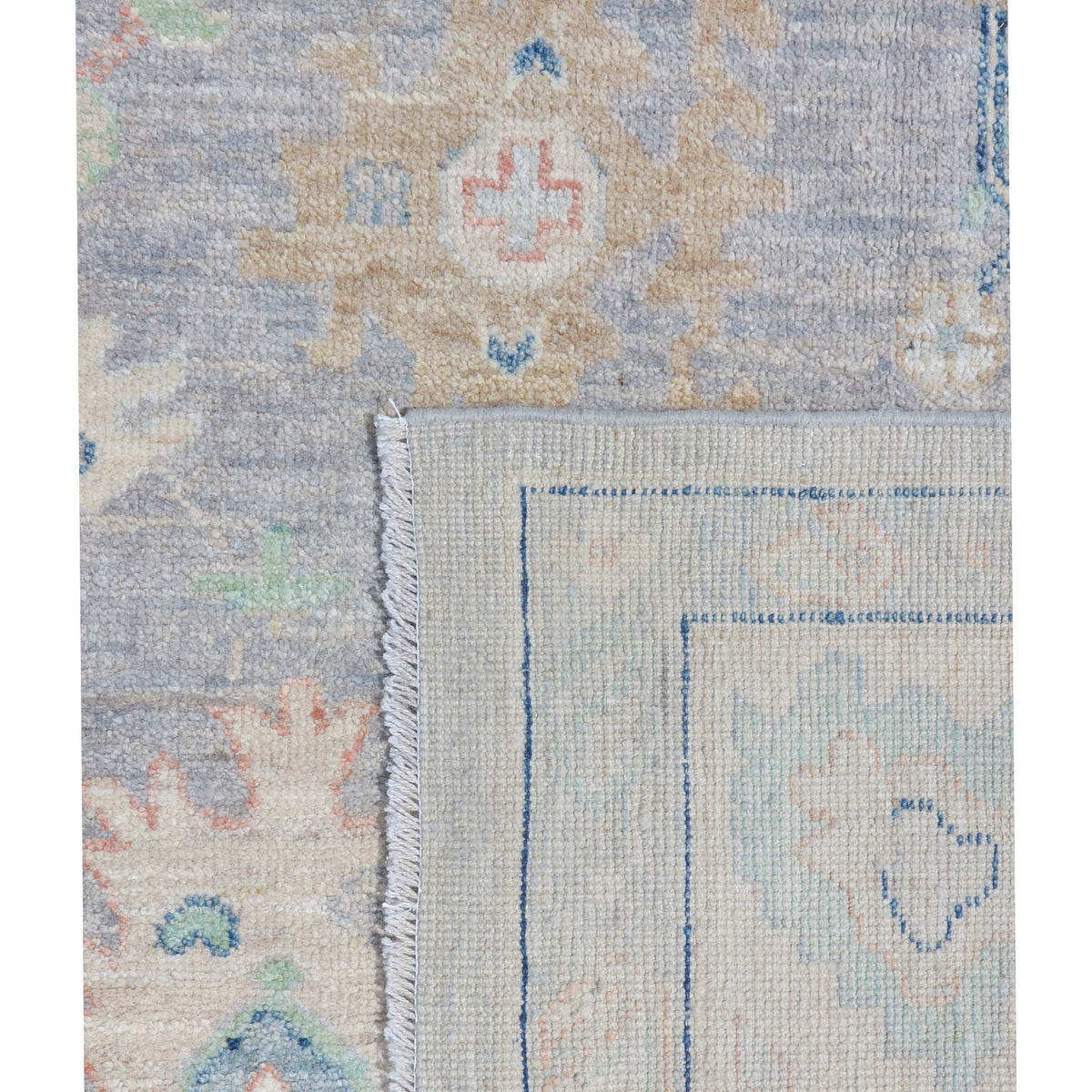 Pacific Ushak Wool Weft 43404 Grey Ivory Transitional Hand Knotted Rug