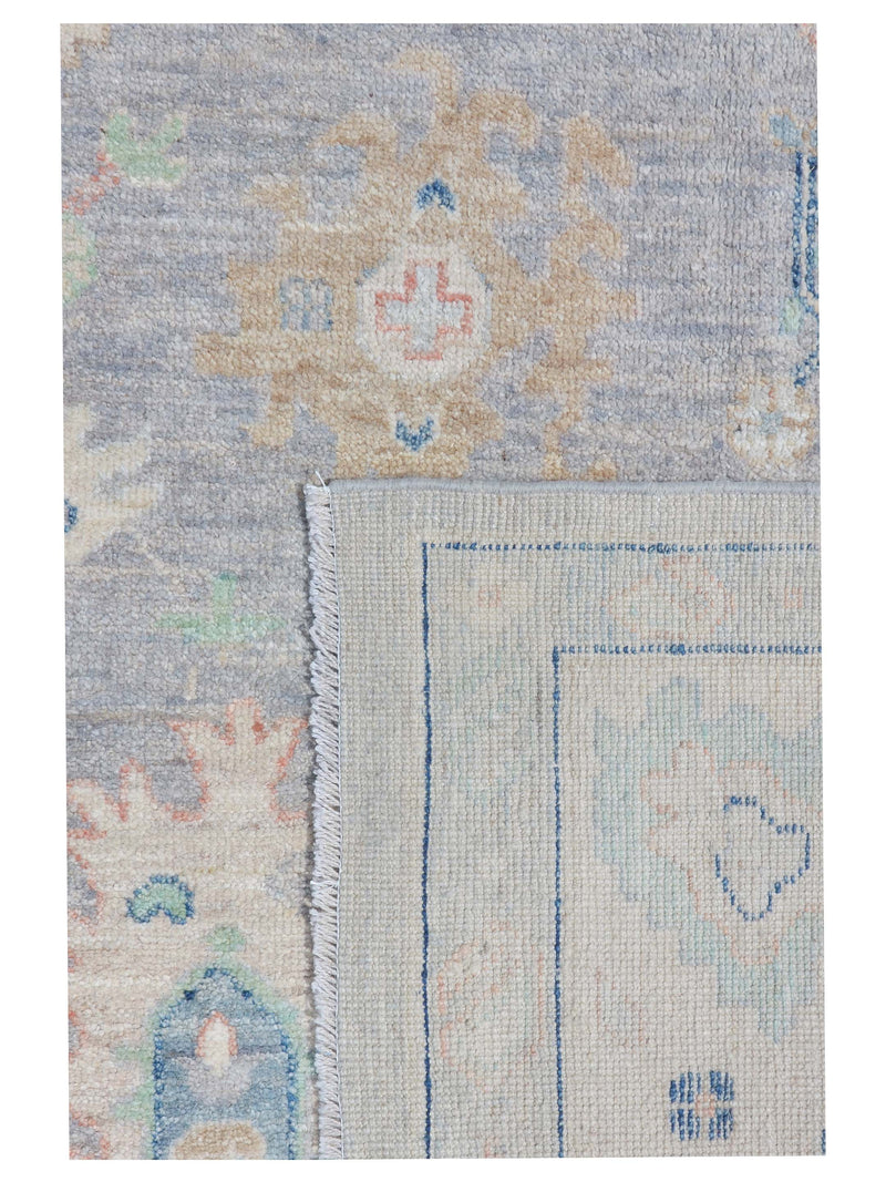 Pacific Ushak Wool Weft 43404 Grey Ivory Transitional Hand Knotted Rug