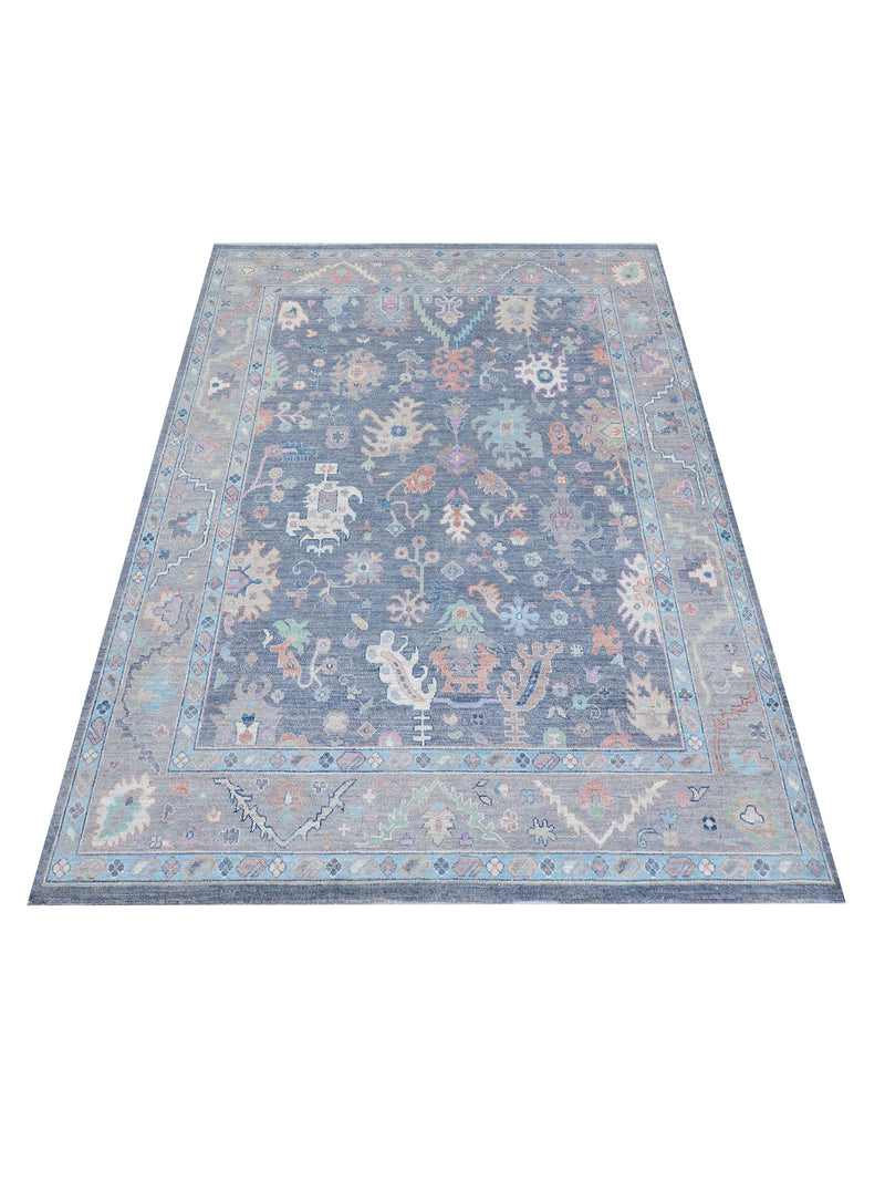 Pacific Ushak Wool Weft 43406 Grey Ivory Transitional Hand Knotted Rug