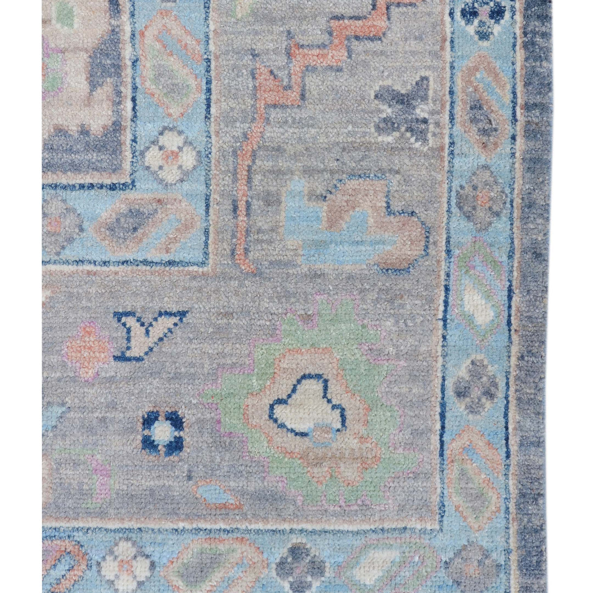 Pacific Ushak Wool Weft 43406 Grey Ivory Transitional Hand Knotted Rug
