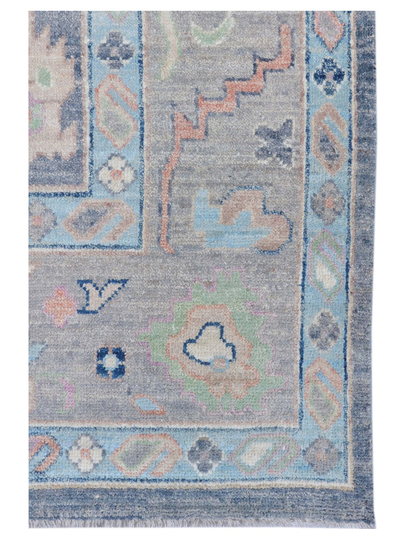 Pacific Ushak Wool Weft 43406 Grey Ivory Transitional Hand Knotted Rug