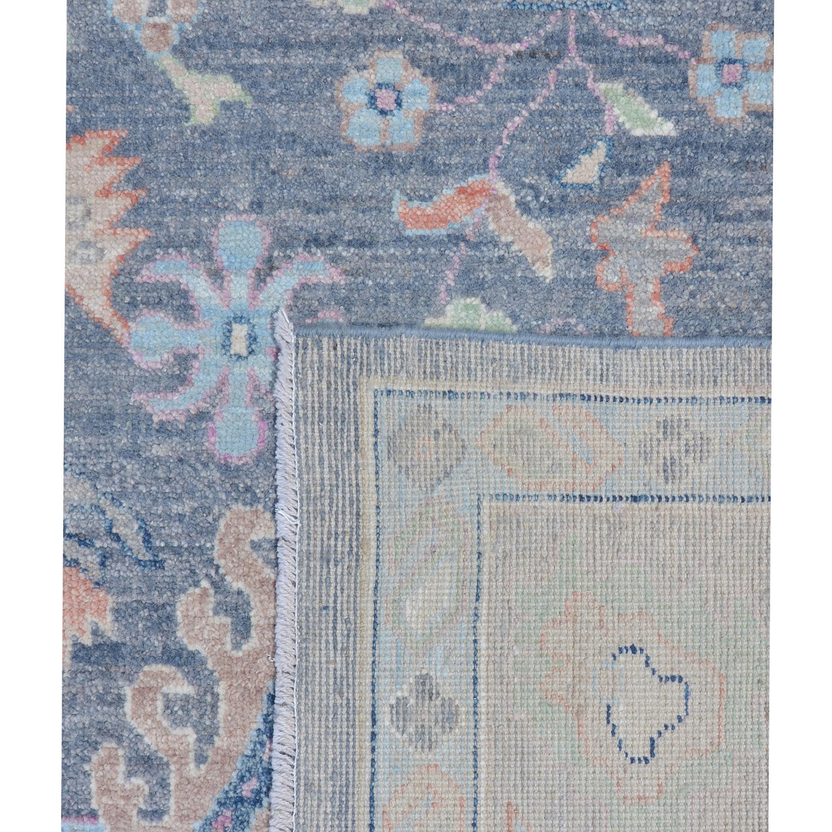 Pacific Ushak Wool Weft 43406 Grey Ivory Transitional Hand Knotted Rug