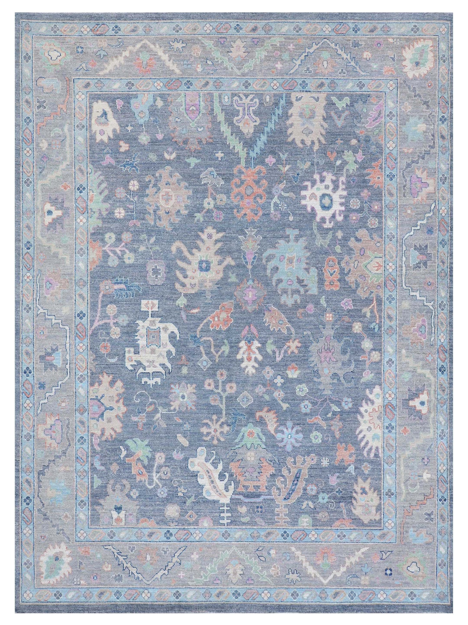 Pacific Ushak Wool Weft  Grey Ivory Transitional