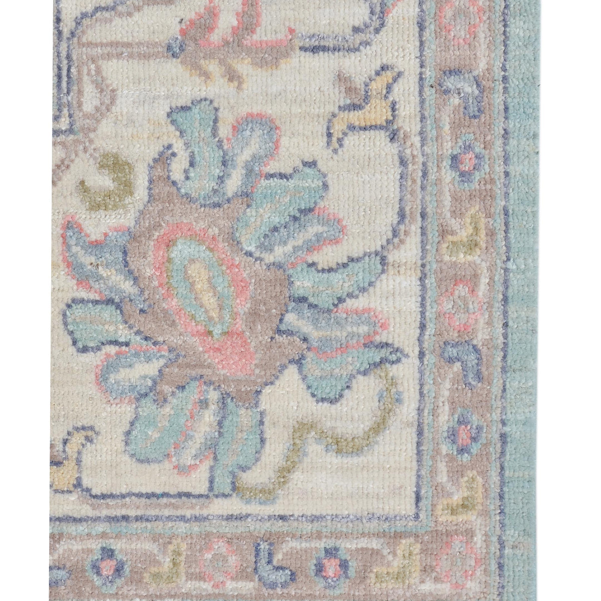 Pacific Ushak Wool Weft 43408 Green Ivory Transitional Hand Knotted Rug