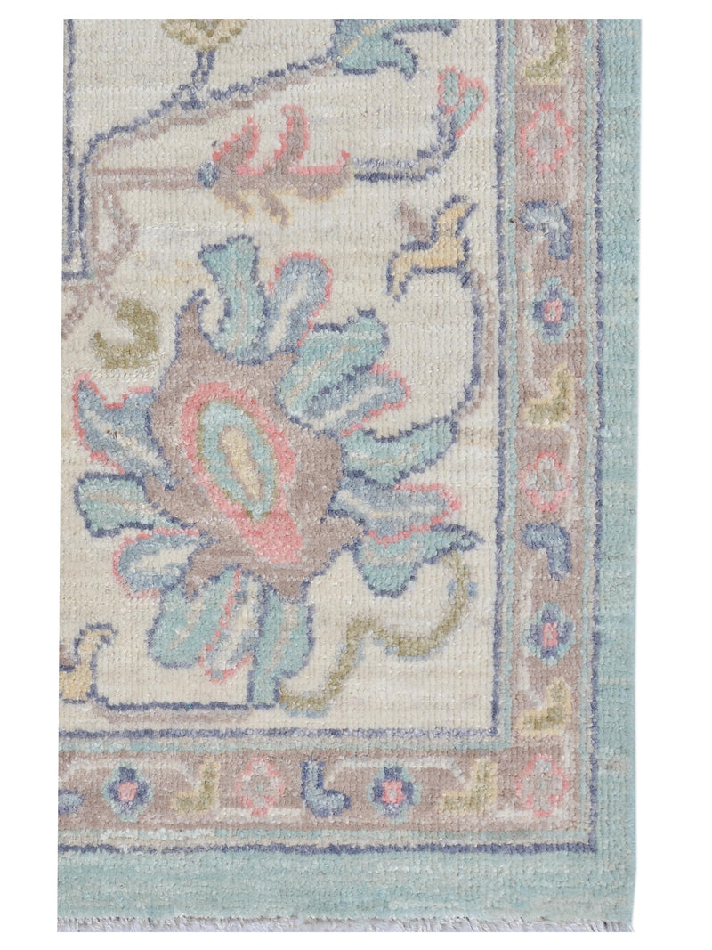Pacific Ushak Wool Weft 43408 Green Ivory Transitional Hand Knotted Rug