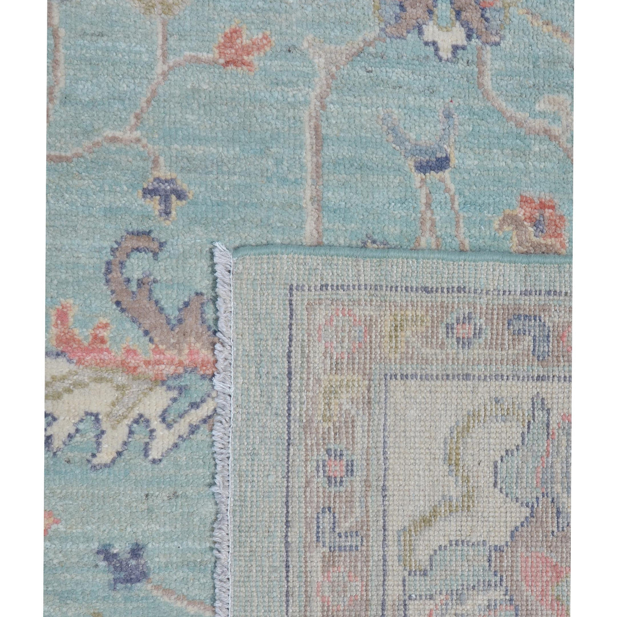 Pacific Ushak Wool Weft 43408 Green Ivory Transitional Hand Knotted Rug