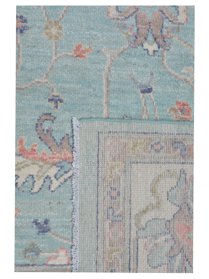 Pacific Ushak Wool Weft 43408 Green Ivory Transitional Hand Knotted Rug