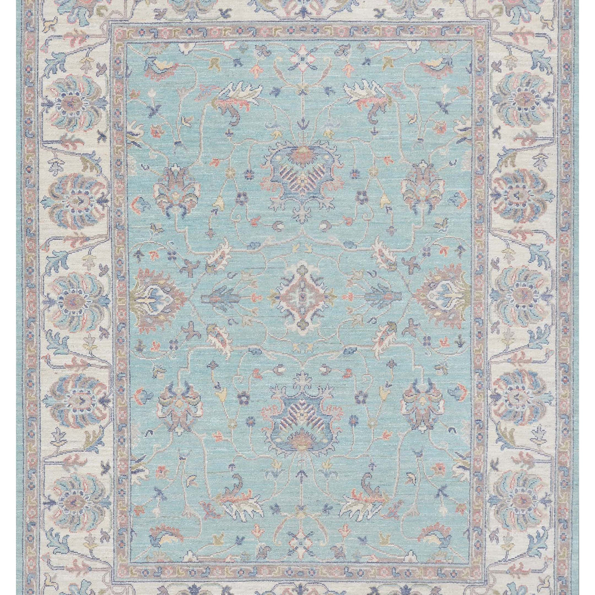 Pacific Ushak Wool Weft  Green Ivory Transitional
