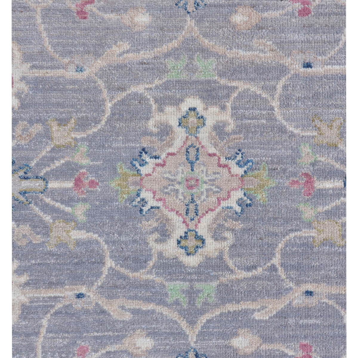 Pacific Ushak Wool Weft 43409 Grey Ivory Transitional Hand Knotted Rug