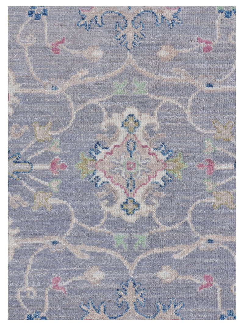 Pacific Ushak Wool Weft 43409 Grey Ivory Transitional Hand Knotted Rug