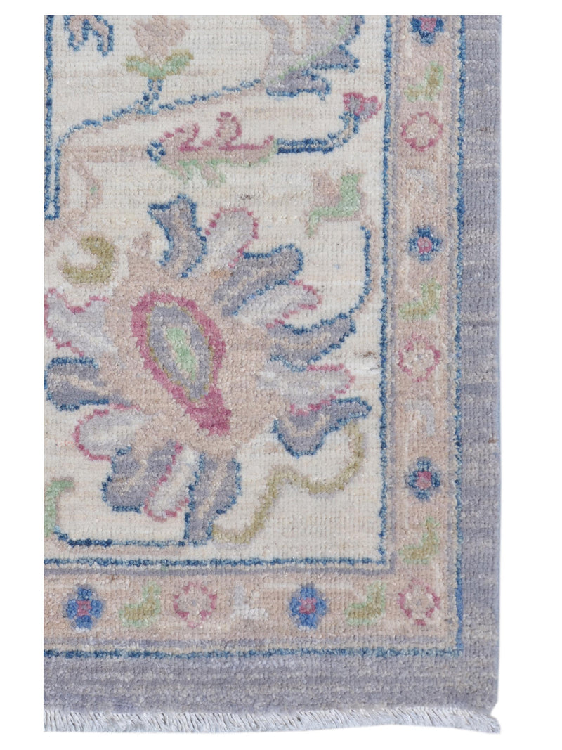 Pacific Ushak Wool Weft 43409 Grey Ivory Transitional Hand Knotted Rug