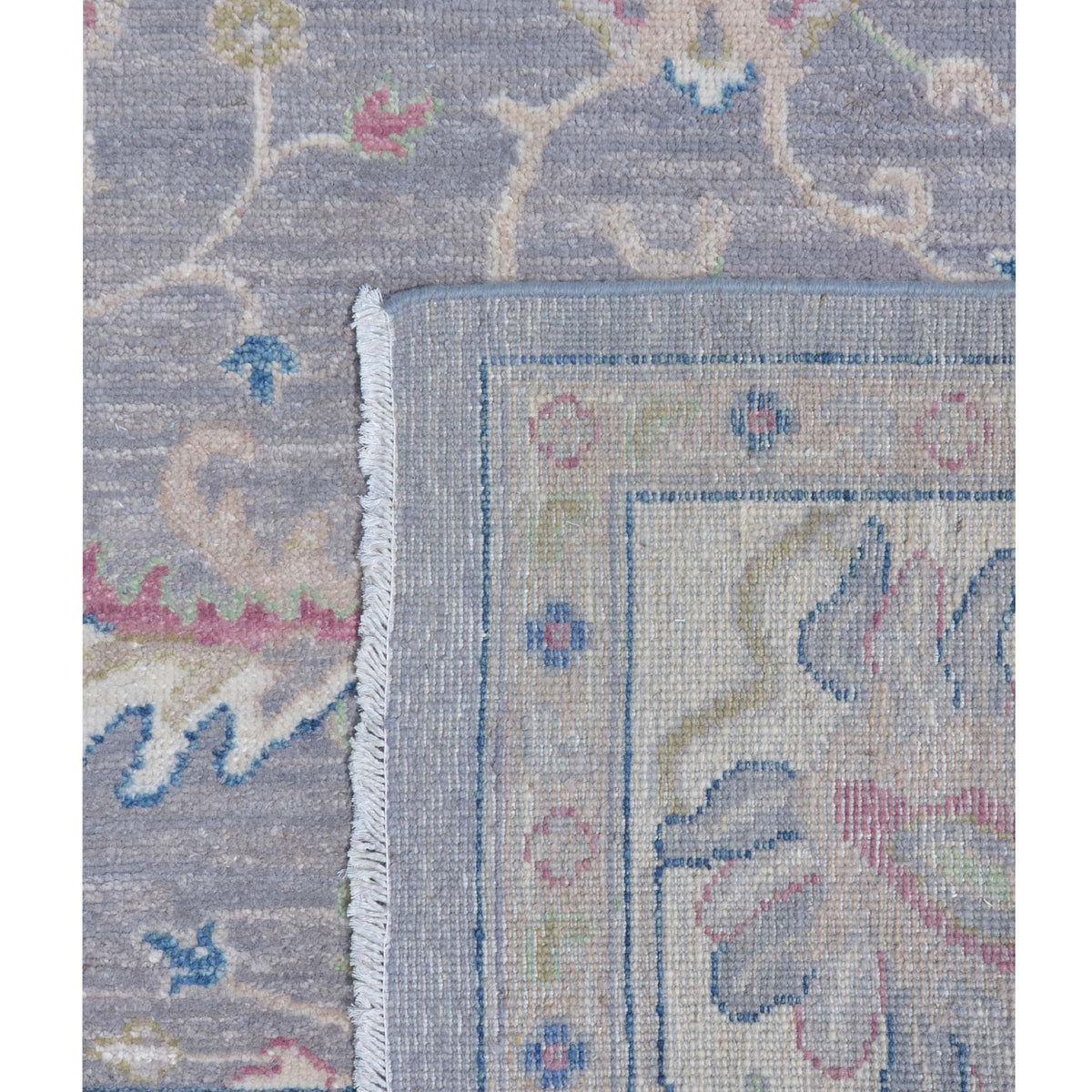 Pacific Ushak Wool Weft 43409 Grey Ivory Transitional Hand Knotted Rug