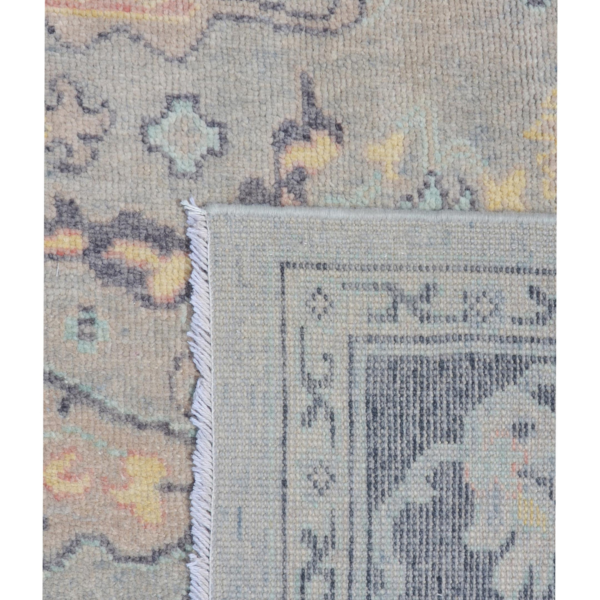 Pacific Ushak Wool Weft 43410 Ivory Grey Transitional Hand Knotted Rug