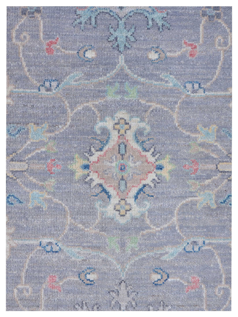 Pacific Ushak Wool Weft 43411 Grey Ivory Transitional Hand Knotted Rug