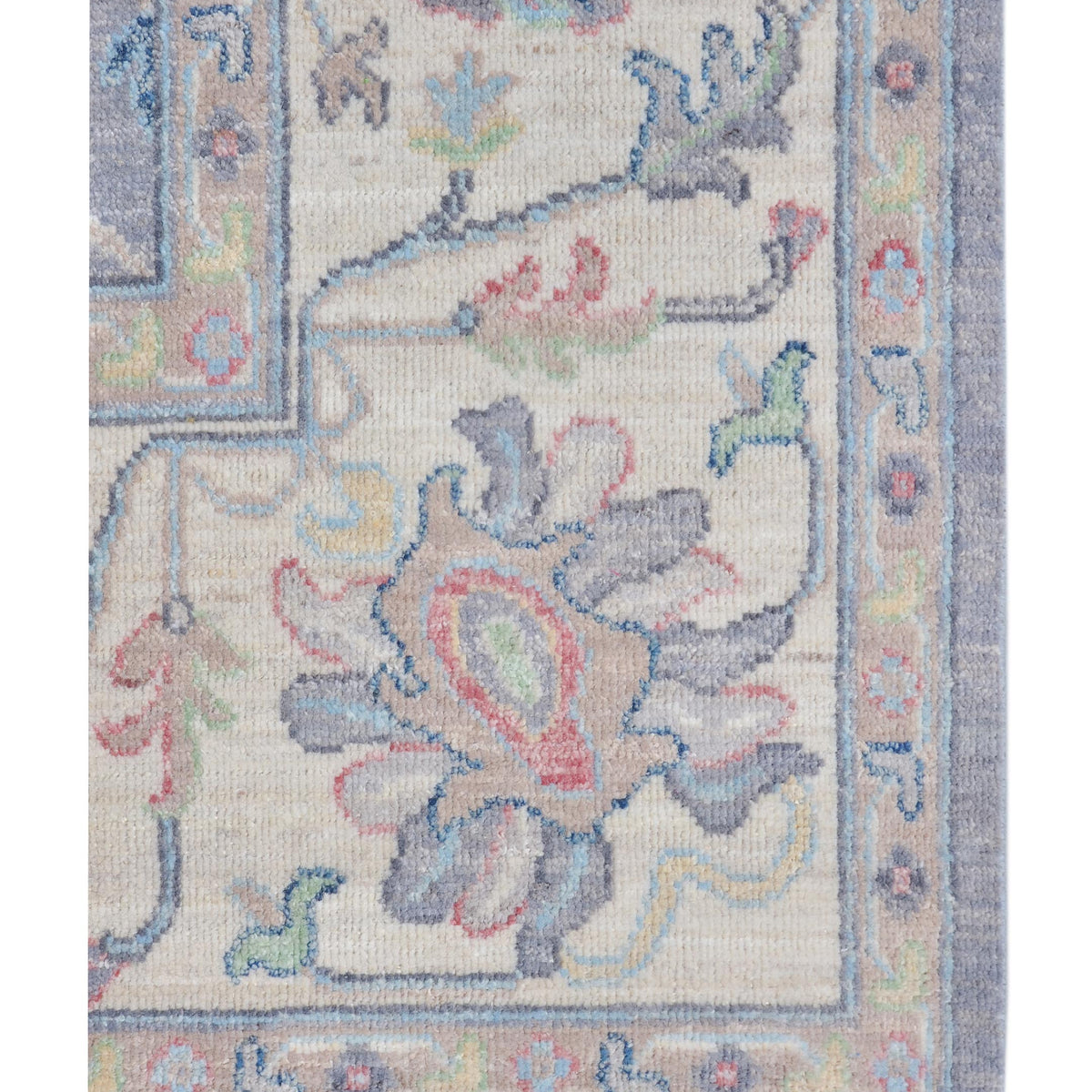 Pacific Ushak Wool Weft 43411 Grey Ivory Transitional Hand Knotted Rug