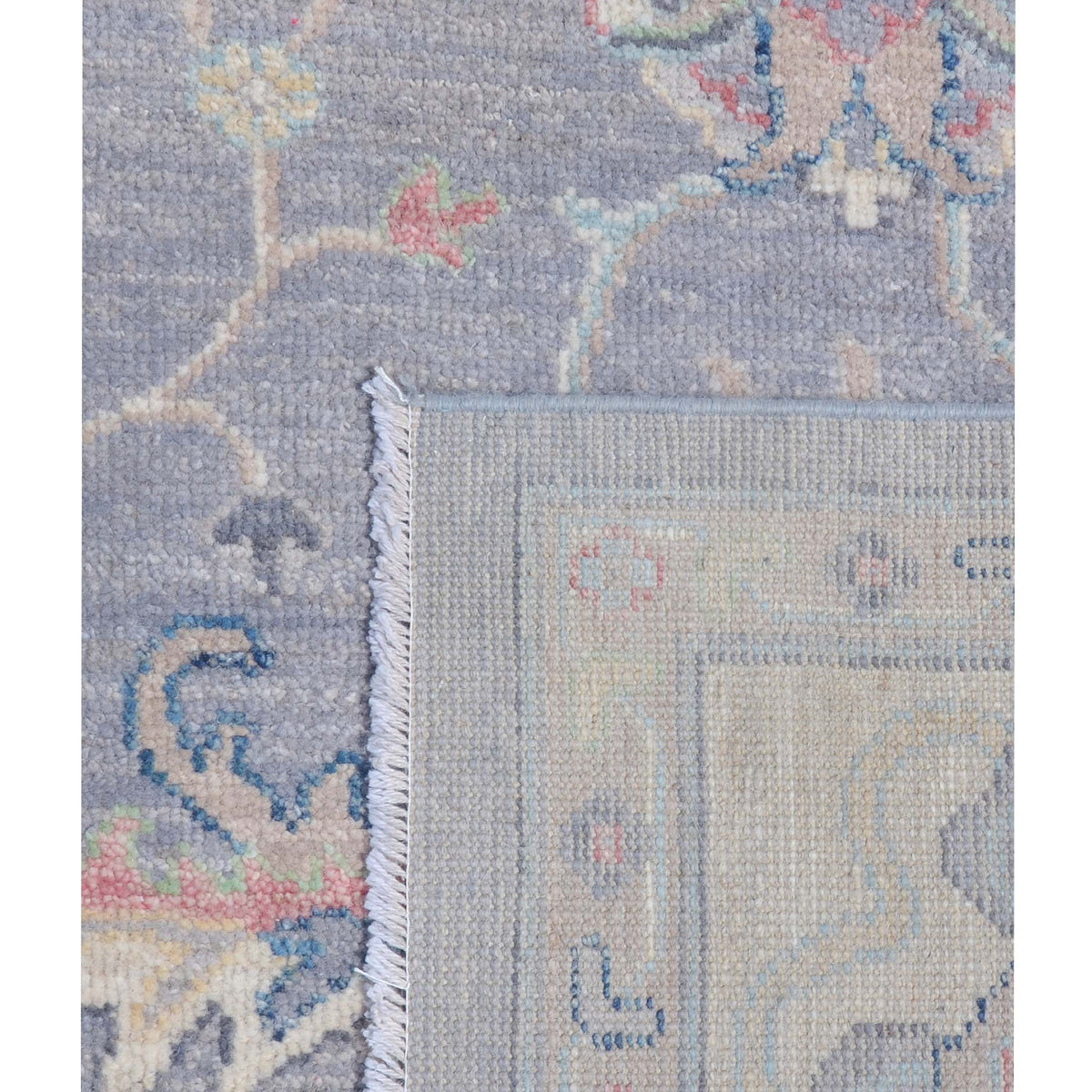 Pacific Ushak Wool Weft 43411 Grey Ivory Transitional Hand Knotted Rug