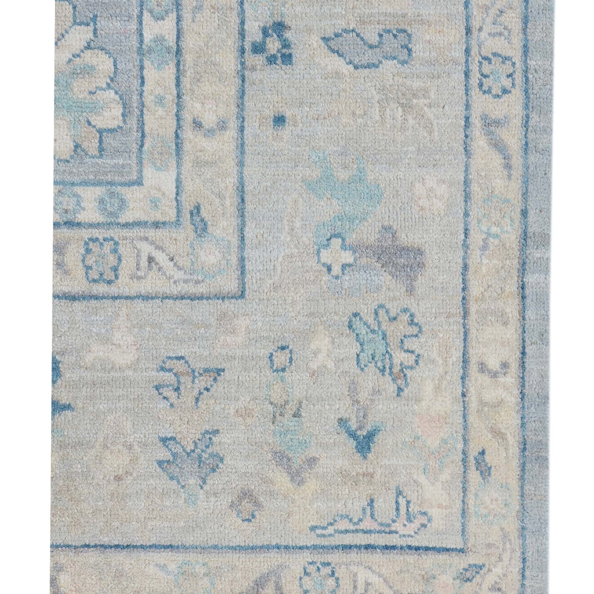 Pacific Ushak Wool Weft 43413 Grey Ivory Transitional Hand Knotted Rug