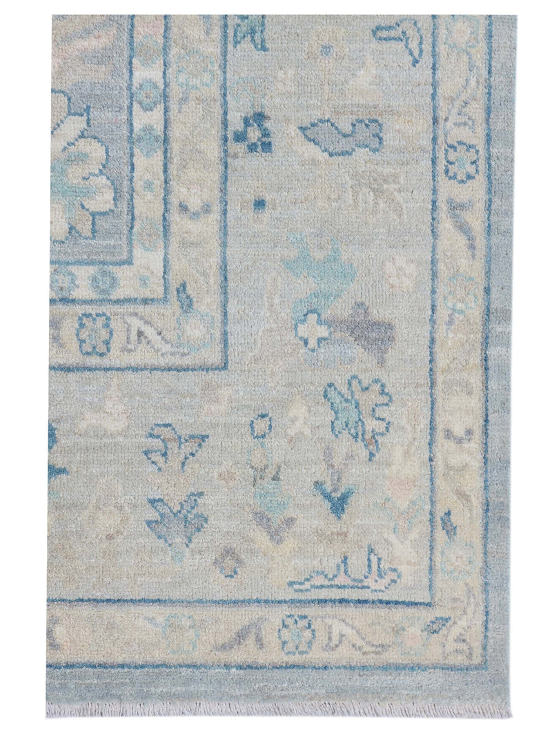 Pacific Ushak Wool Weft 43413 Grey Ivory Transitional Hand Knotted Rug