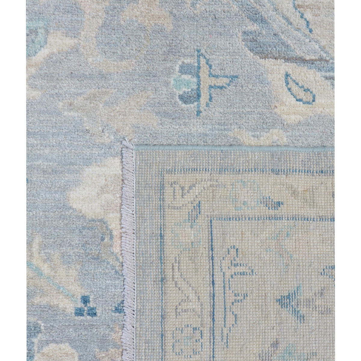 Pacific Ushak Wool Weft 43413 Grey Ivory Transitional Hand Knotted Rug