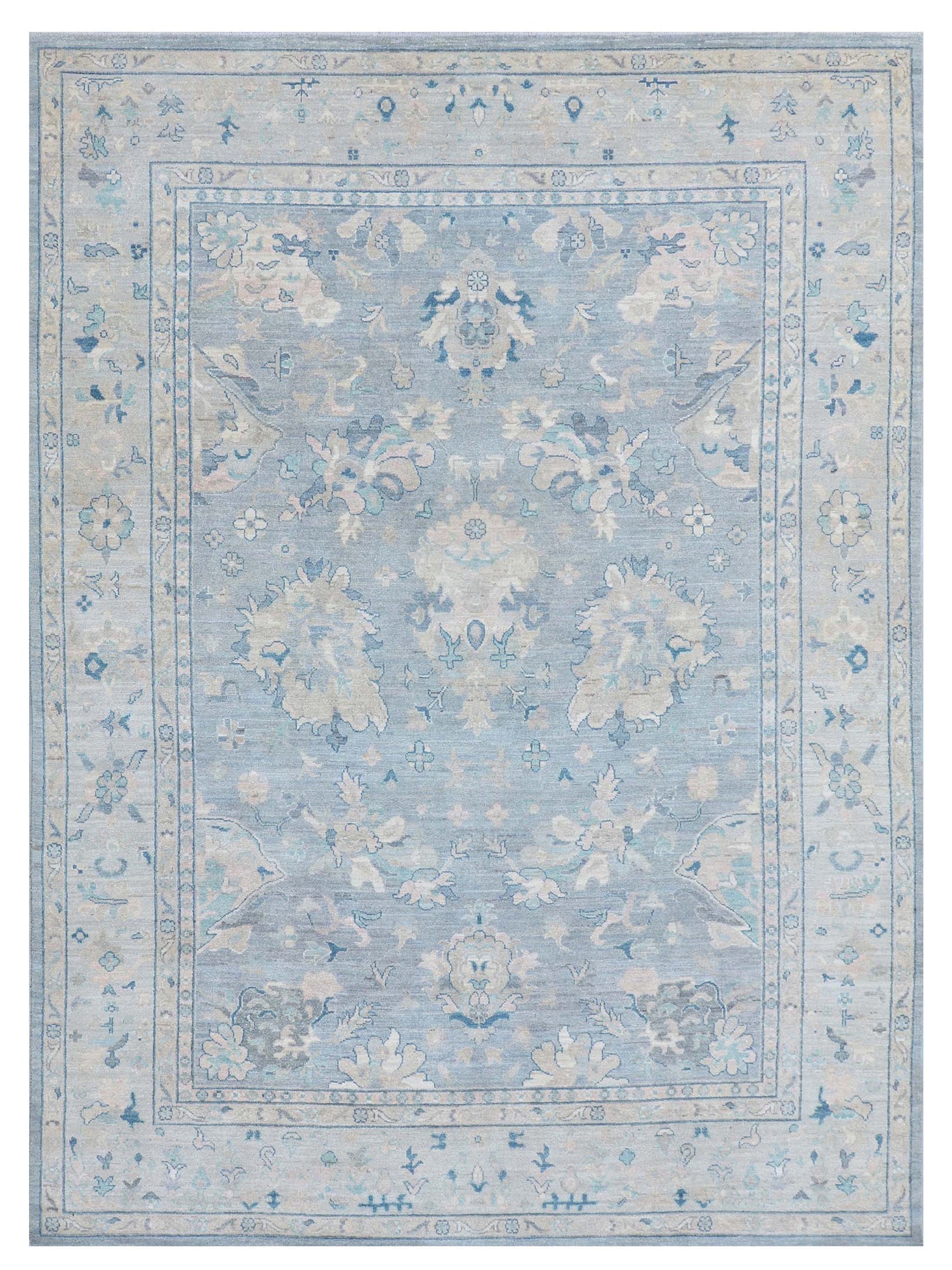 Pacific Ushak Wool Weft  Grey Ivory Transitional