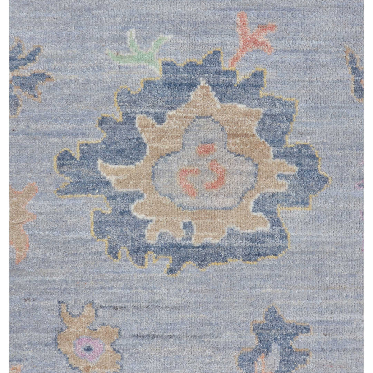 Pacific Ushak Wool Weft 43415 Grey Ivory Transitional Hand Knotted Rug