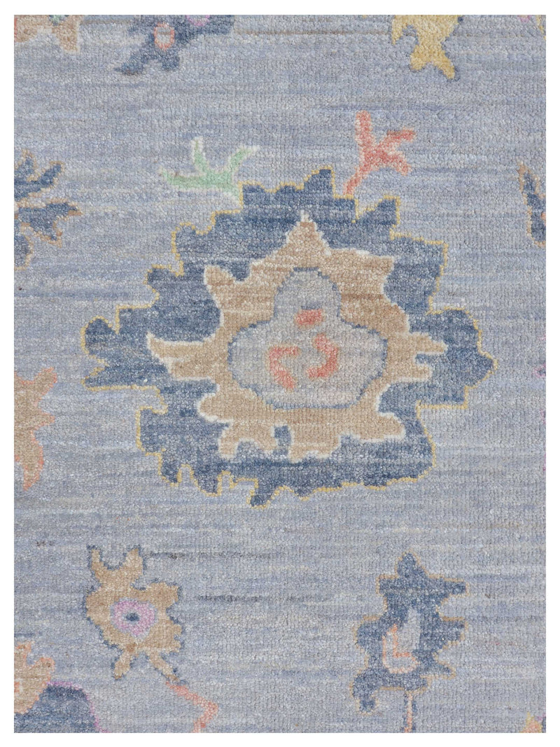 Pacific Ushak Wool Weft 43415 Grey Ivory Transitional Hand Knotted Rug