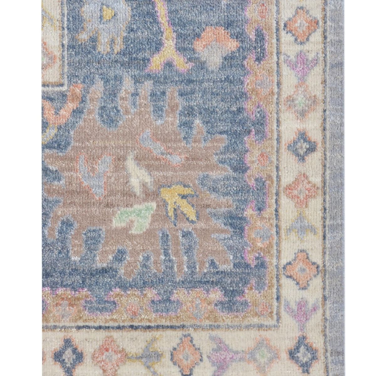 Pacific Ushak Wool Weft 43415 Grey Ivory Transitional Hand Knotted Rug