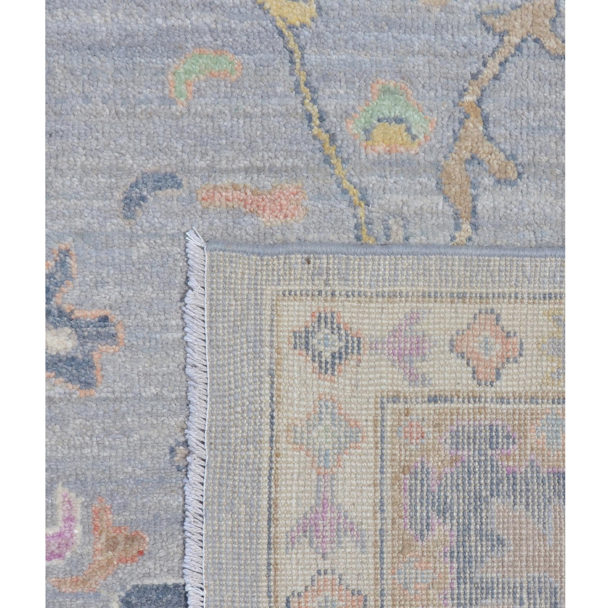 Pacific Ushak Wool Weft 43415 Grey Ivory Transitional Hand Knotted Rug
