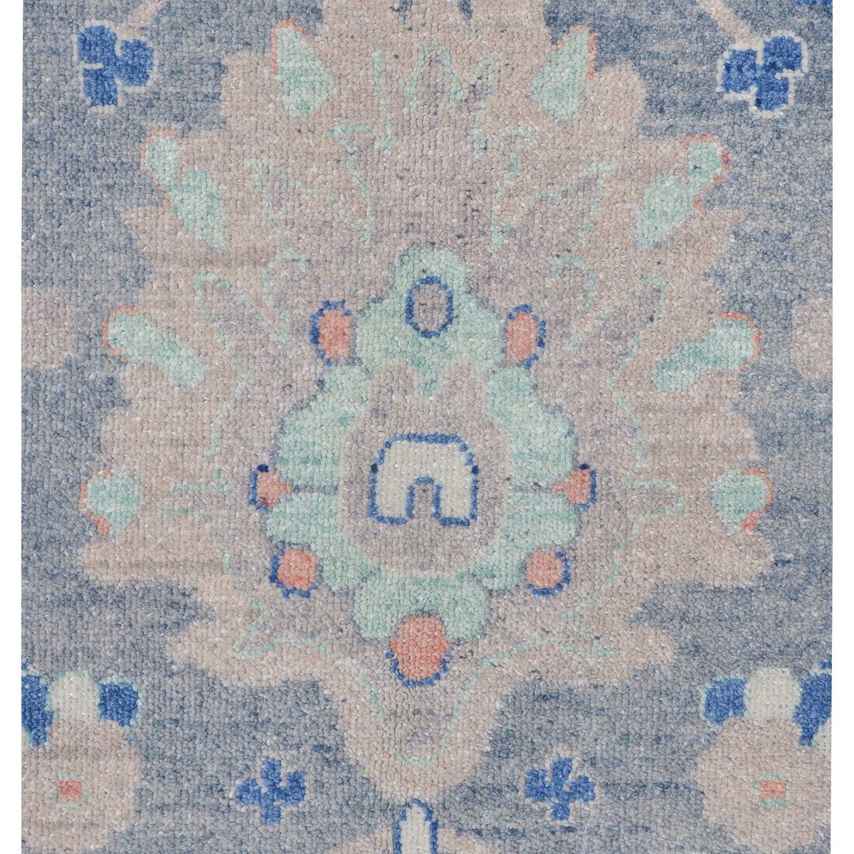 Pacific Ushak Wool Weft 43416 Grey Sky Blue Transitional Hand Knotted Rug