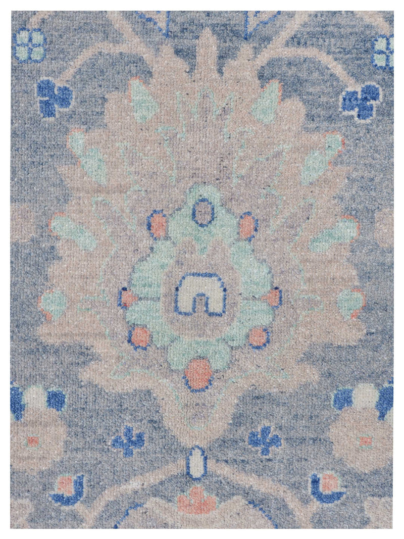 Pacific Ushak Wool Weft 43416 Grey Sky Blue Transitional Hand Knotted Rug