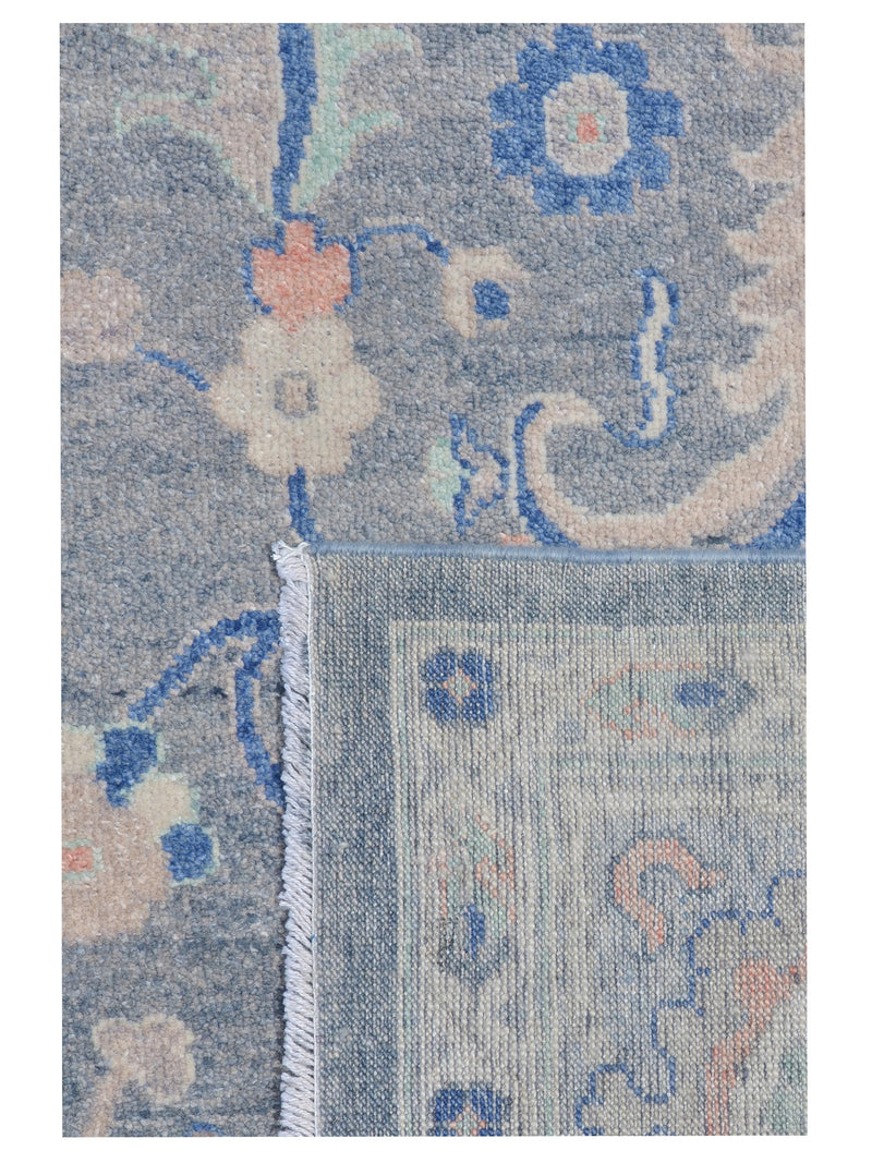 Pacific Ushak Wool Weft 43416 Grey Sky Blue Transitional Hand Knotted Rug